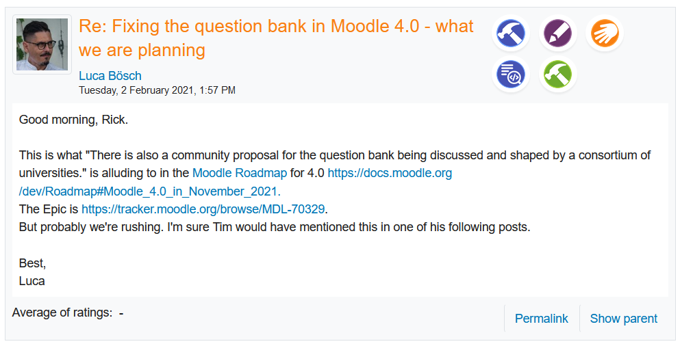 Moodle: la banque de questions sera personnalisable
